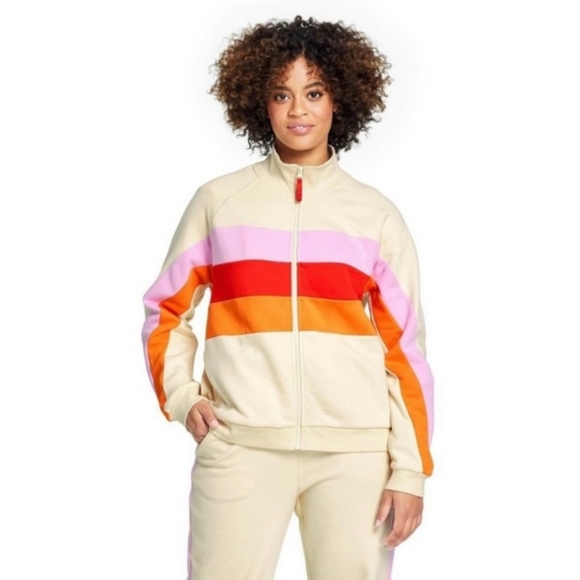 Women's Color Cream Block Stripe Zip-Up Track Jacket - LEGO® Collection - Picture 5 of 6